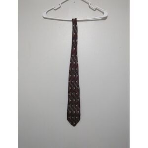 Martin Wong Napa CA Mens Silk Necktie Burgundy Black Gold Abstract Geometric Tie